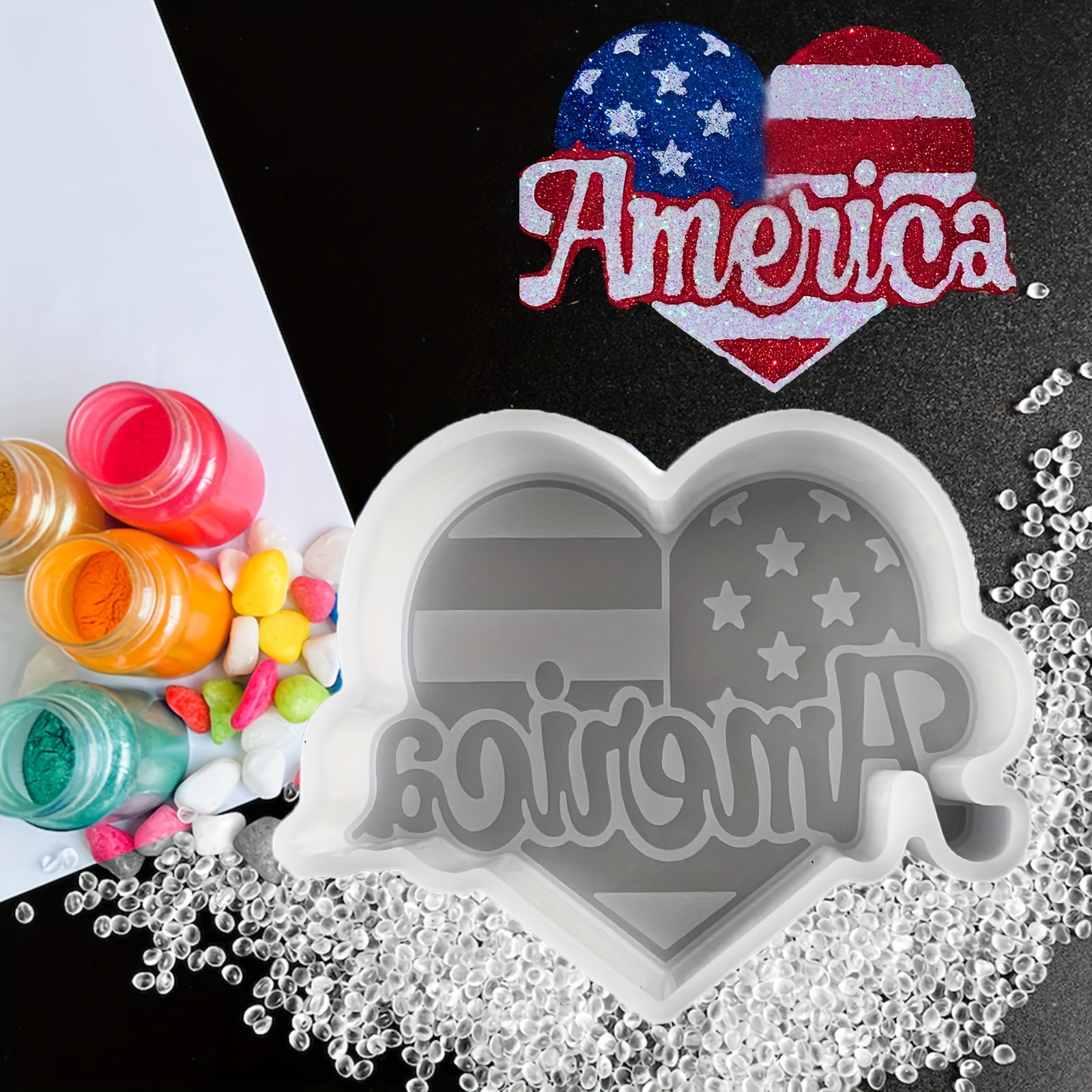 America Flag Heart Shape Molds Silicone Molds Silicone Epoxy - Temu