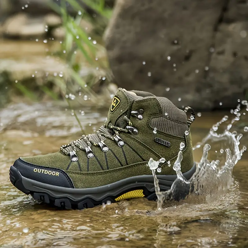 Men's Lace High Top Durable Hiking Boots Comfy Anti skid Pu - Temu Canada