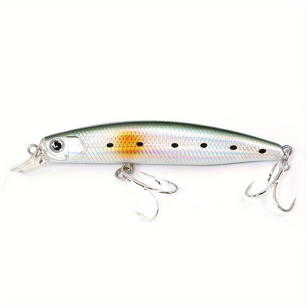 Slow Sinking Minnow Lure Bass Tuna Hard Bait Treble Hook