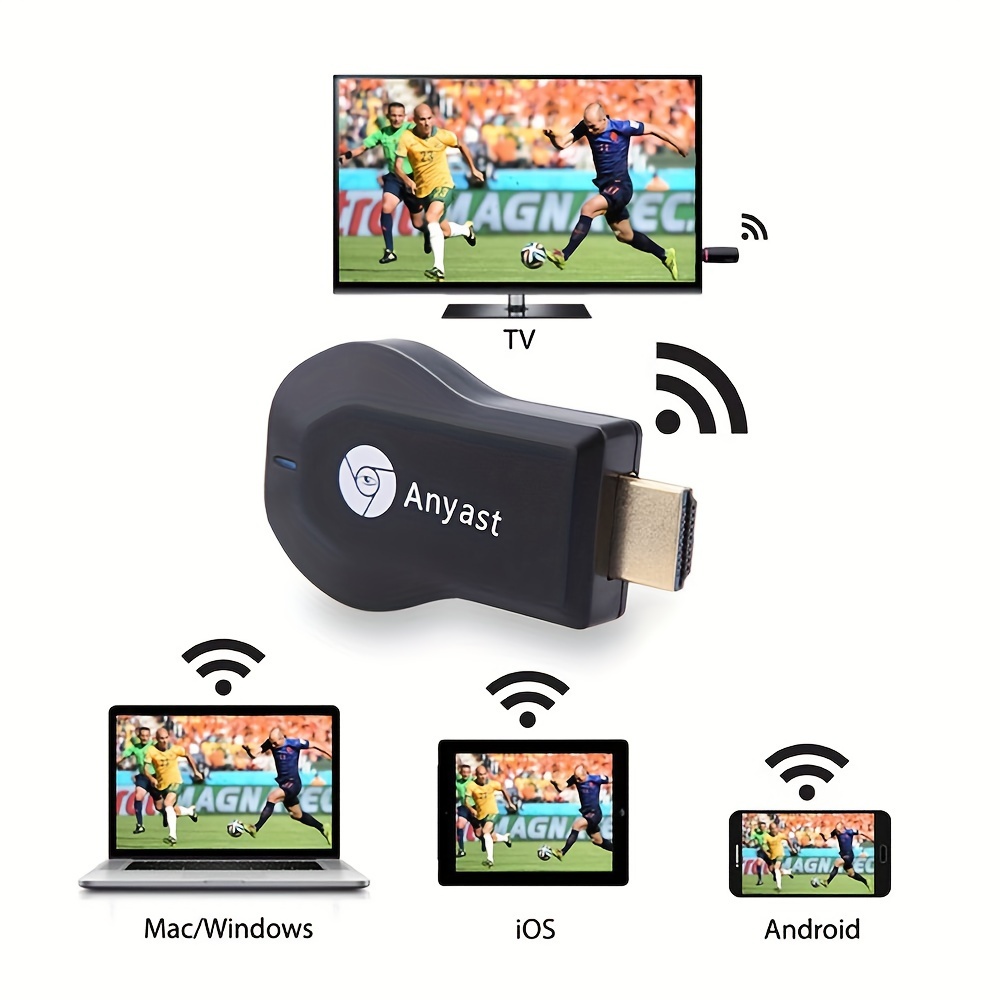  Tsemy Anycast HDTV Adaptador de pantalla inalámbrico WiFi 1080P  Receptor de duplicación de pantalla móvil Dongle a TV/proyector Receptor  Soporte Android Mac iOS Windows : Electrónica