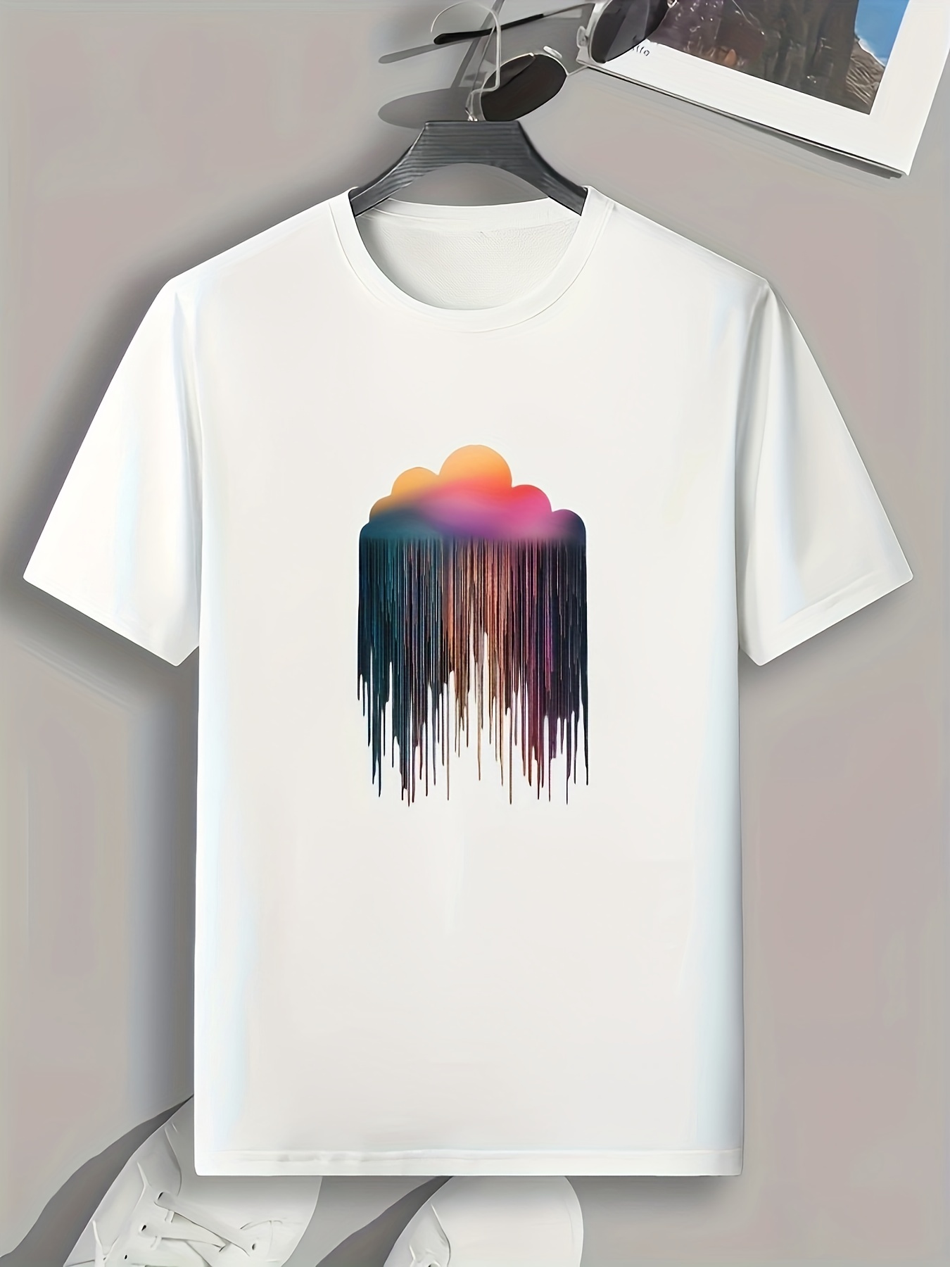 Rainbow T-Shirts for Men, Unisex Colorful Printed Summer Workout