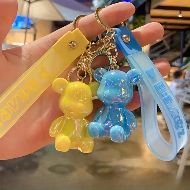 Cute Bear Keychain Colorful Rainbow Bear Key Ring Bag Charm - Temu