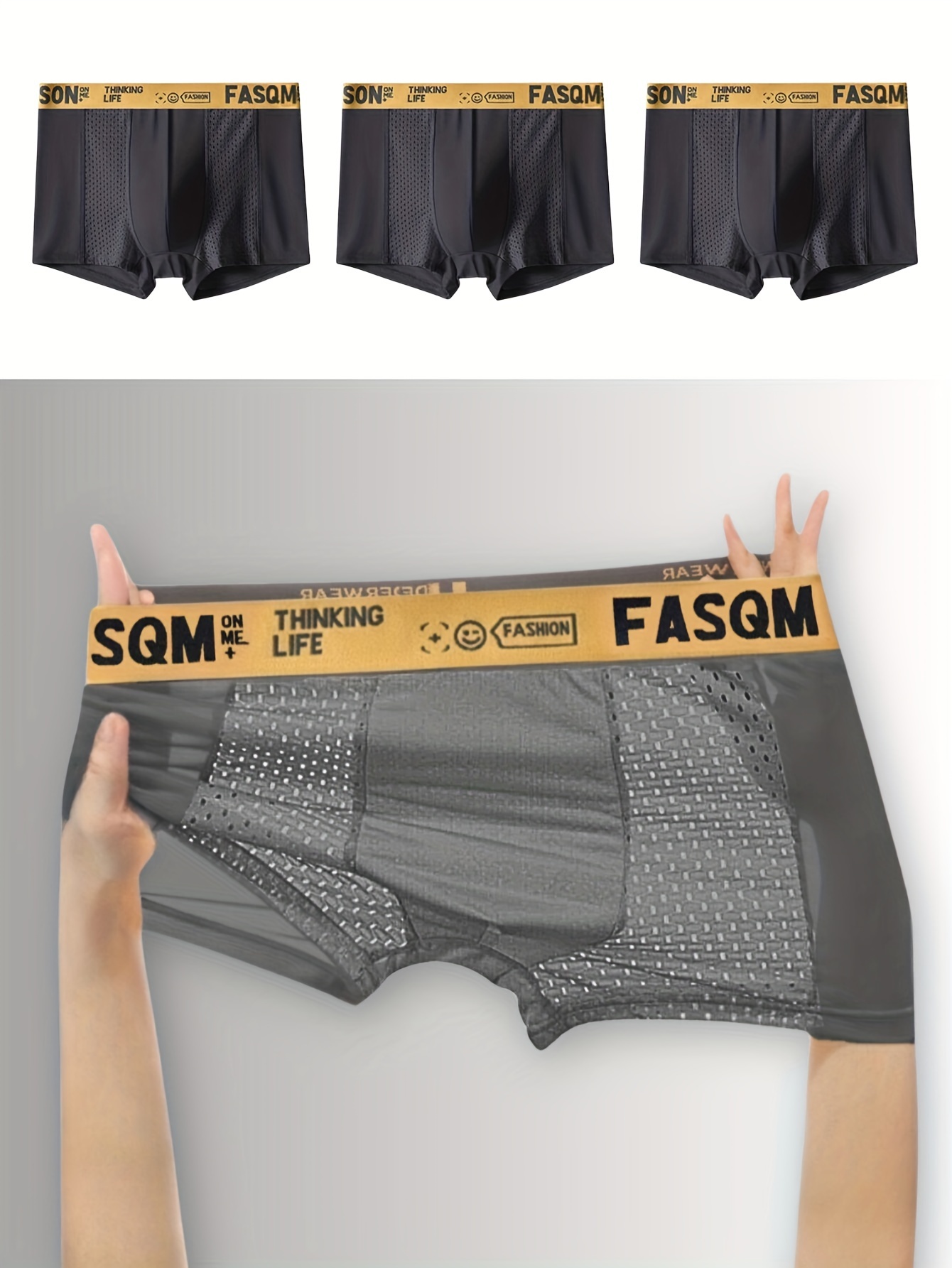 Men's Ice Silk Cool Soft Comfy Boxers Briefs Underwear Mesh - Temu