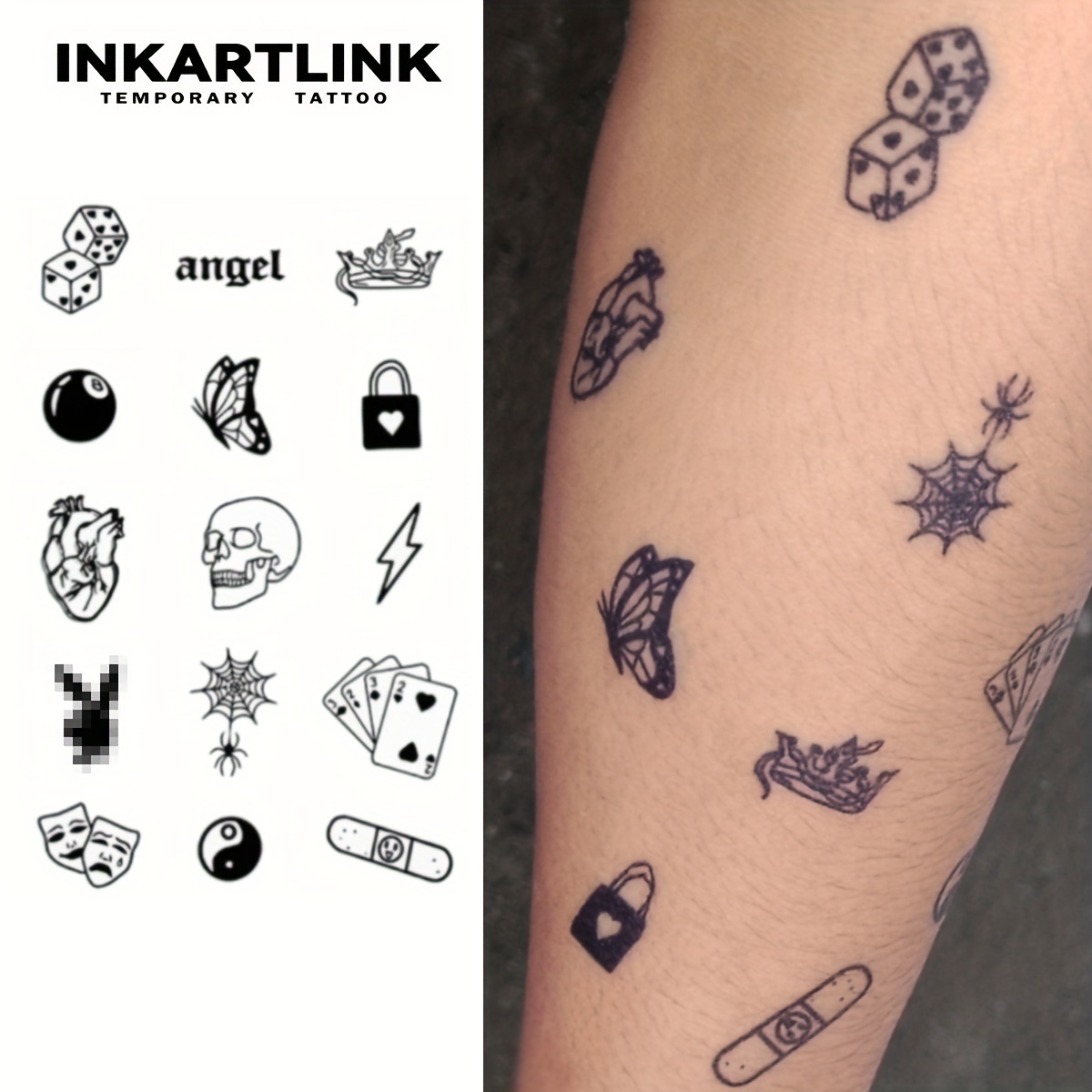 3.15*4.72inch 1 Sheet Tattoo Stickers, Small Figure Pattern Herbal Juice Tattoo Magic 15 Days Tattoo, Semi-permanent Temporary Tattoo, Realistic Fake