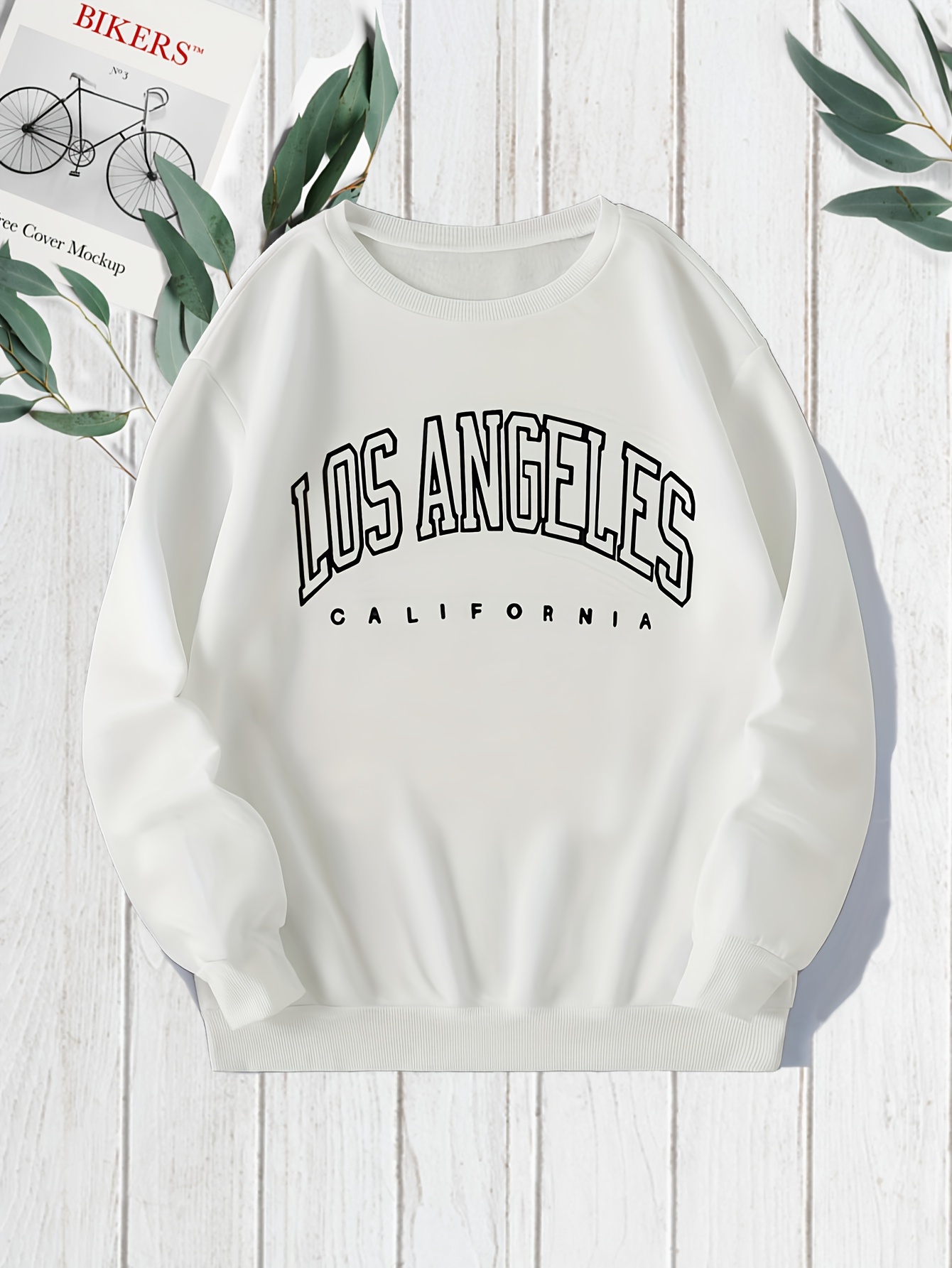 Los Angeles Print Sweatshirt Casual Crew Neck Long Sleeve - Temu