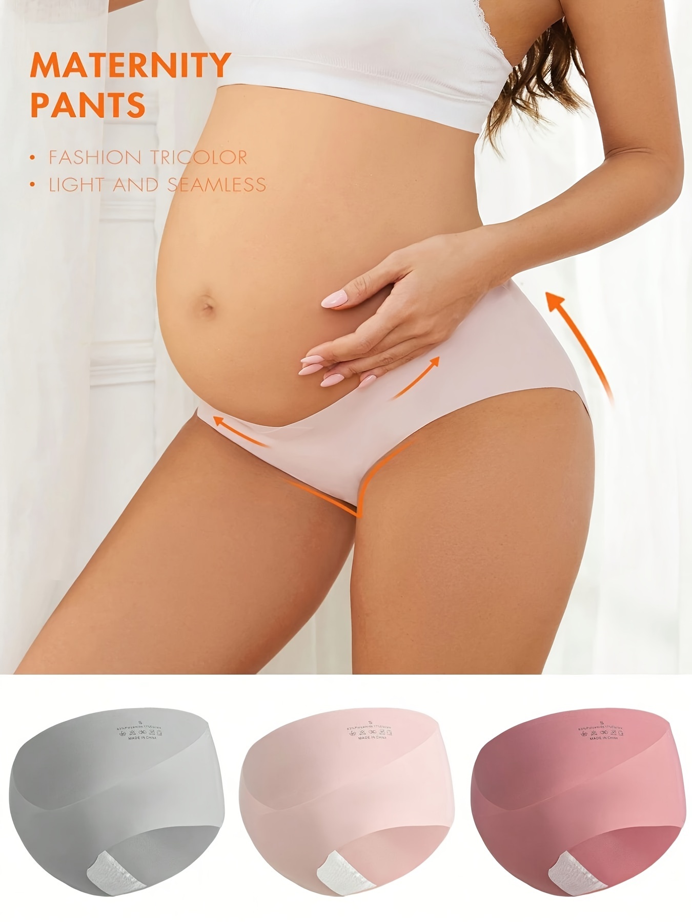 Maternity Plain Color Seamless Panties Belly Postpartum - Temu