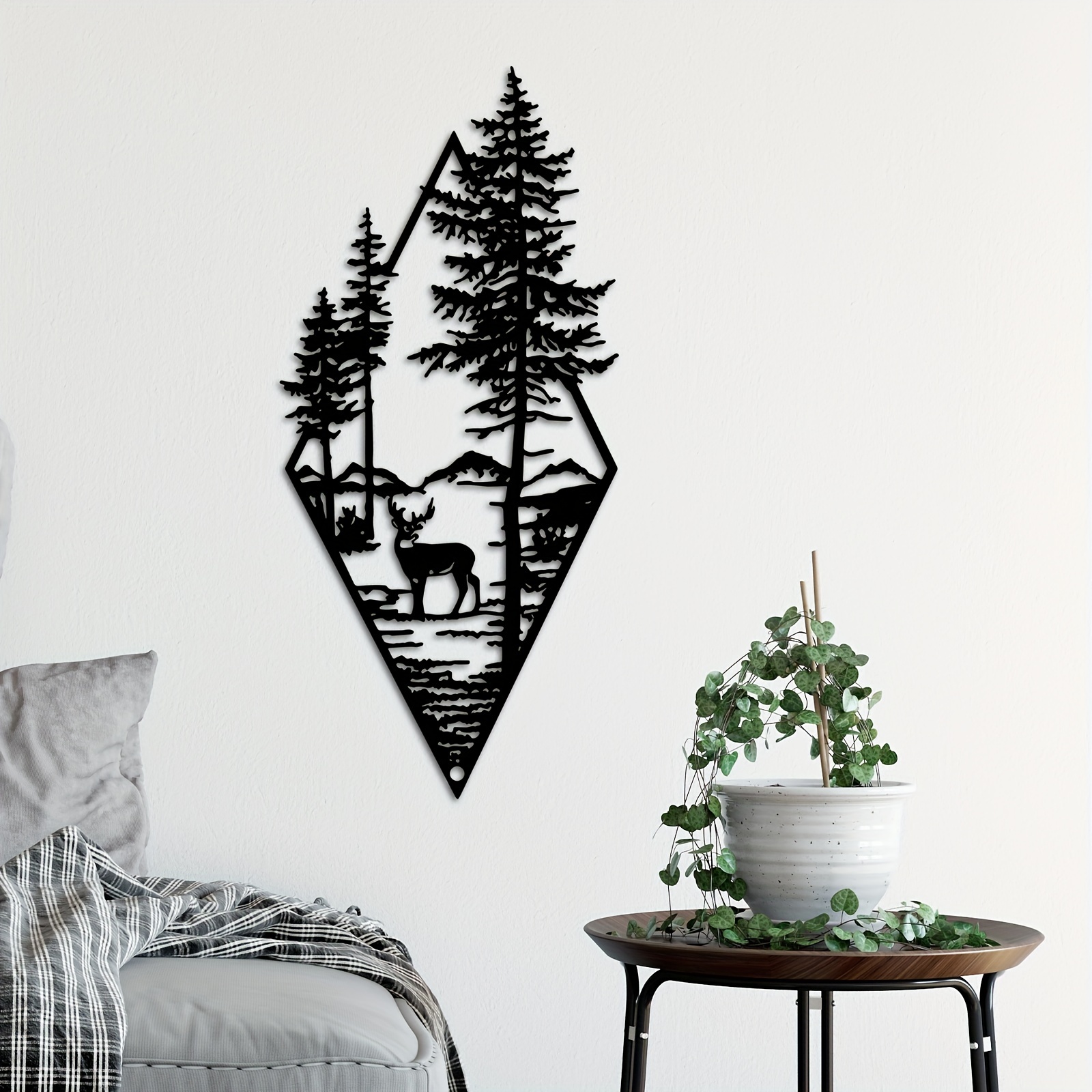 Metal Deer Wall Art Forest Deer Wall Decor Metal Mountain Temu