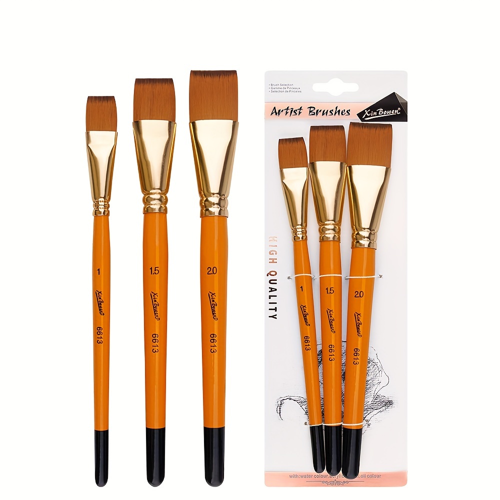 Acrylic Paint Brushes Set 12pcs Flat Tip Nylon Hair Artist Paintbrushes for  Acrylic Watercolor Oil Ink Canvas Nail Art Painting