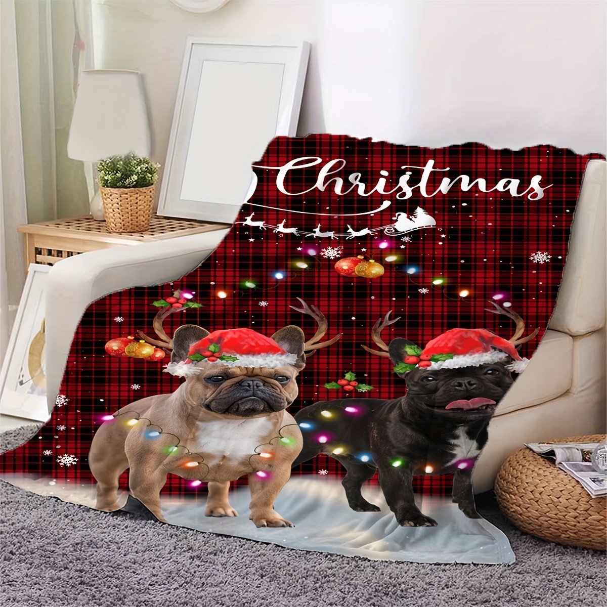 1pc Weihnachts pug hunde druckdecke Personalisierte - Temu Germany