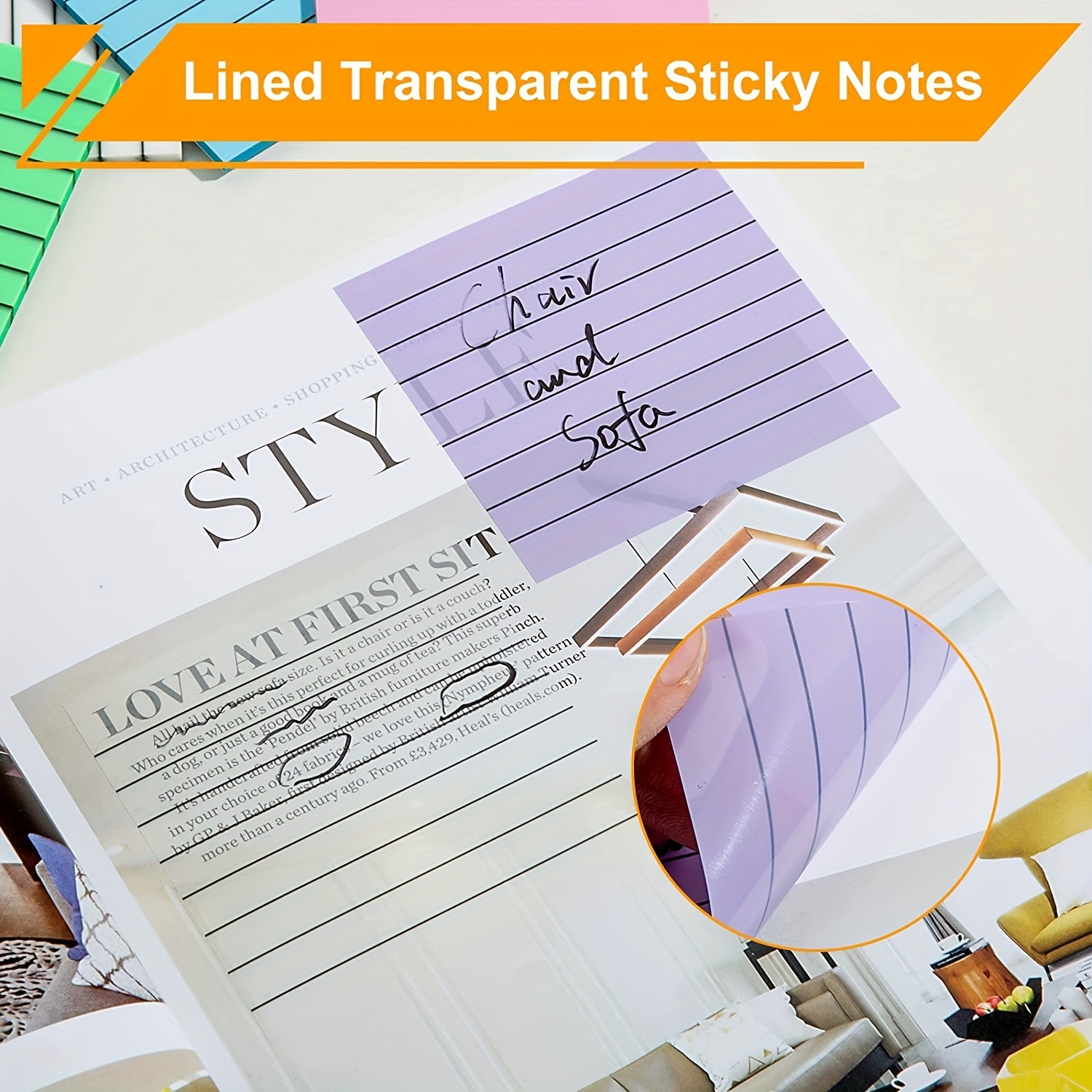 300 Sheets Colorful Transparent Sticky Note Pads Self-stick Note Pads Clear Post  It Notes