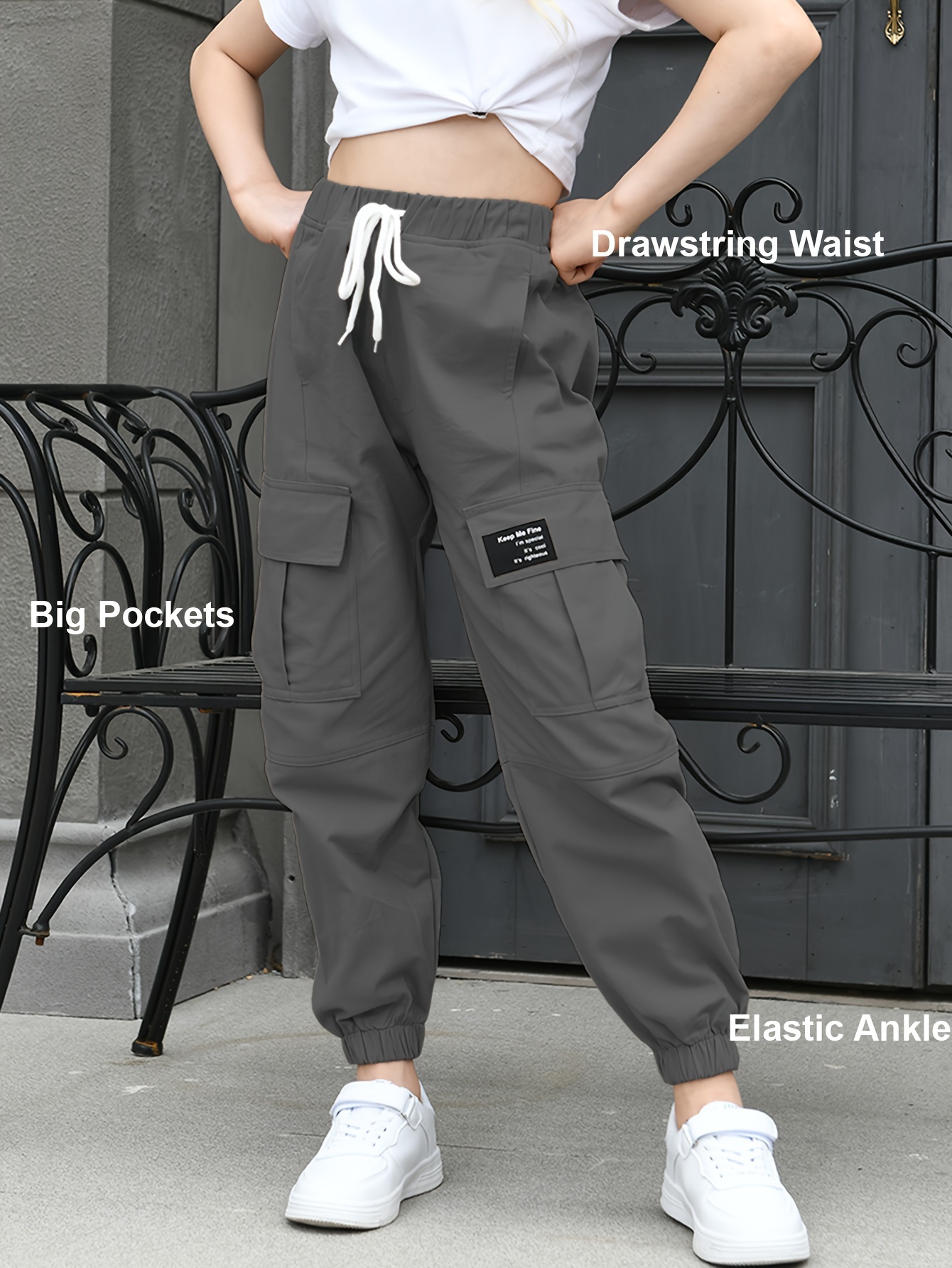 AOWKULAE Girls & Women's Casual Cargo Jogger Pants, 6 Years - Women 3XL, S- black, 13-14 years : Buy Online at Best Price in KSA - Souq is now  : Fashion