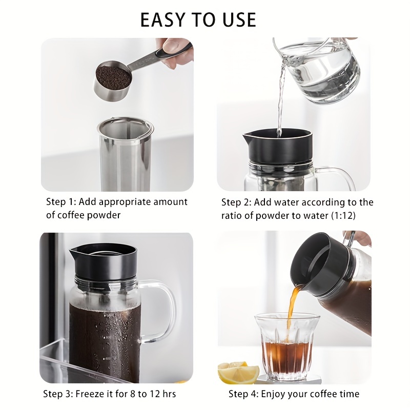 High Capacity Cold Brew Coffee Bottle With Double-layer Stainless Steel  Filter Mesh - Perfect For Fruit Tea And Coffee Lovers - - Includes Coffee  Tools And Accessories - Temu