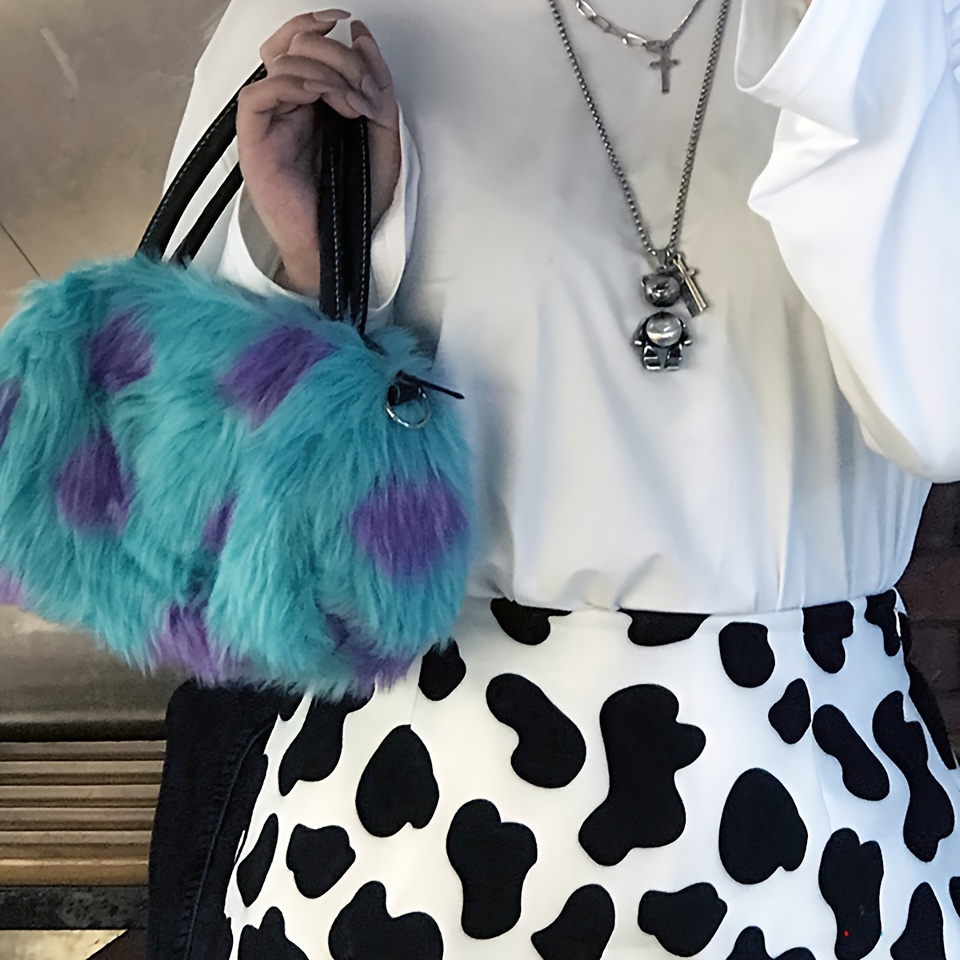 Plush Faux Fur Handbags Women Stylish Fluffy Tote Bags Y2k - Temu Canada