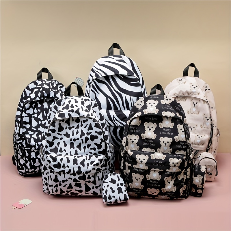 Cow Print Laptop Backpack Lightweight Nylon Travel Rucksack