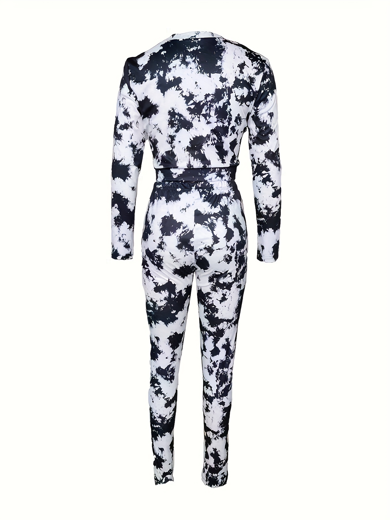 Long Sleeve Boohoo Black And White Jumpsuit Floral Tie Detail Long