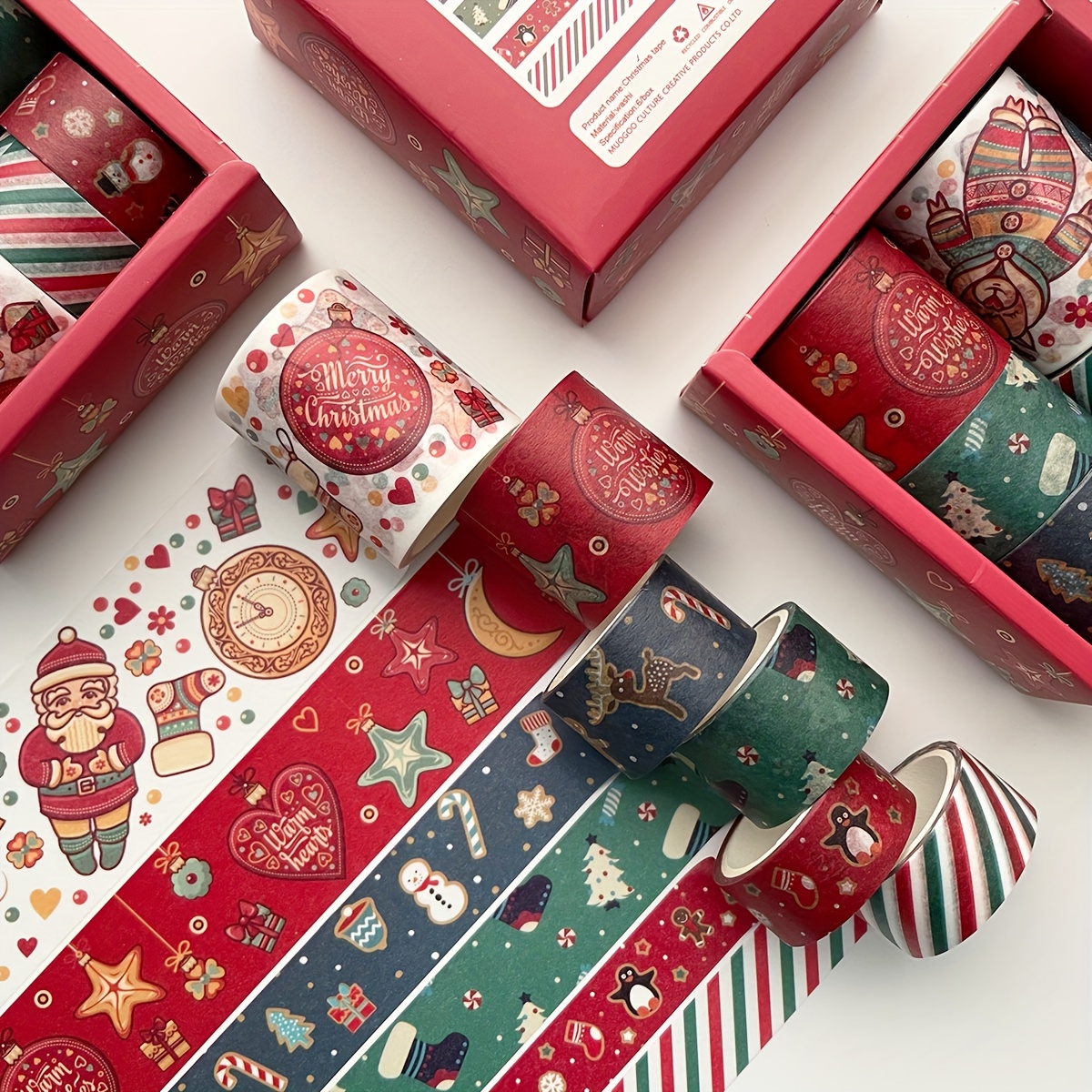 6 Pièces Bricolage Cadeaux De Noël Créatifs Et Ruban De Papier