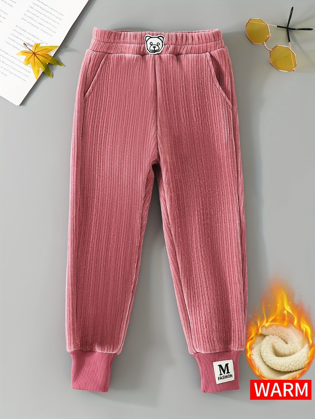 Girls Thermal Fleece Pants Relaxed Fit Warm Corduroy Cargo - Temu