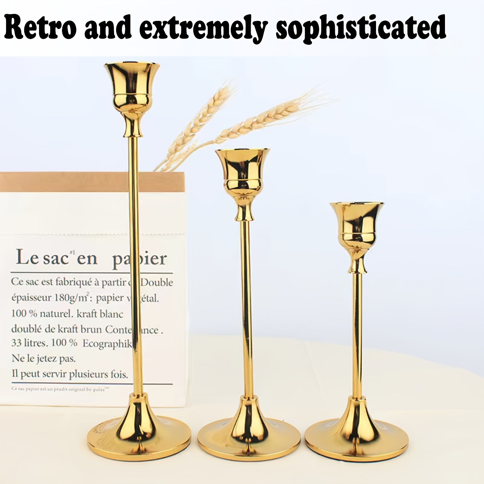 Tapered Candlesticks Candle Holders Brass Golden Candlestick - Temu