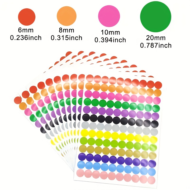 

Round Dot Circle 6mm 8mm 10mm 20mm Self-adhesive Paper Label Colorful Dot Sticker Self-adhesive Packaging Label Party Decoration