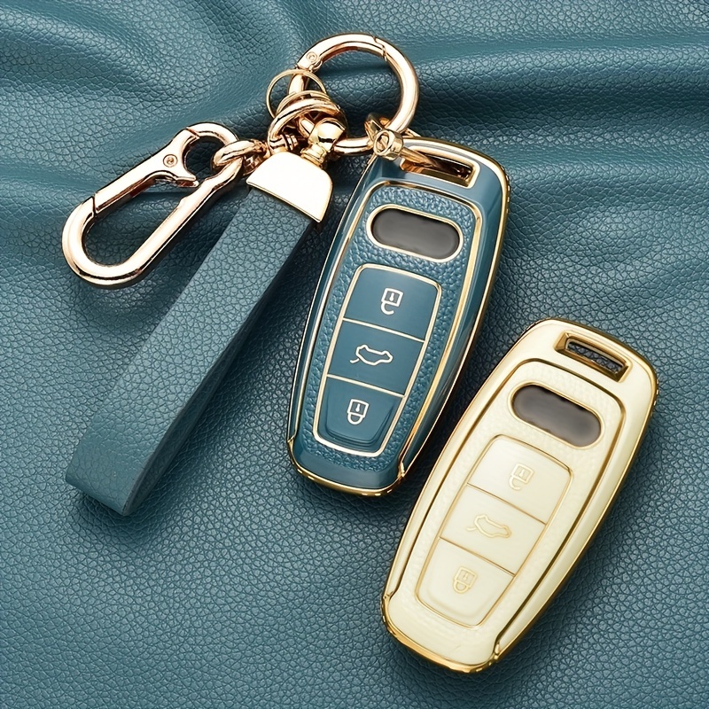 Étui porte-clés élégant porte-clés de voiture en cuir bleu élégant