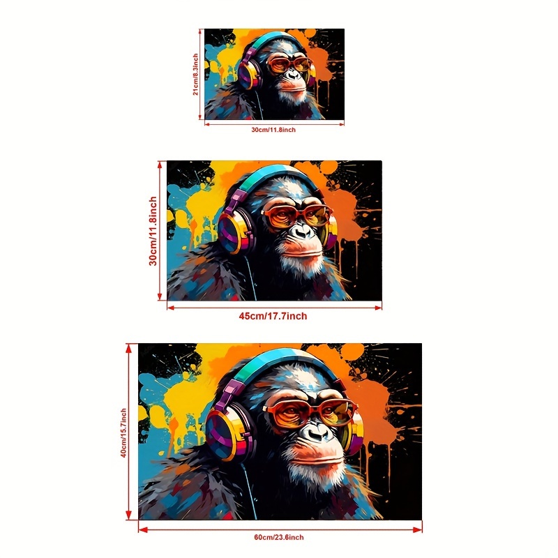 Canvas Wall Art Graffiti Gorilla With Headphones Picture - Temu