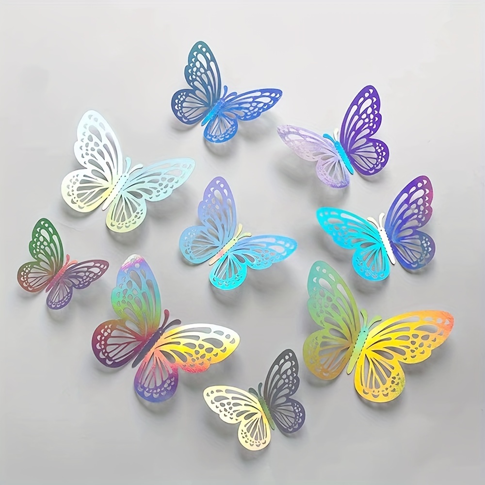 24 Pcs Feather Butterflies Decorations Colorful Monarch Butterfly Decor 3d  Monarch Butterfly Wall Decal Crafts Floral Flower Arrangements Supplies For