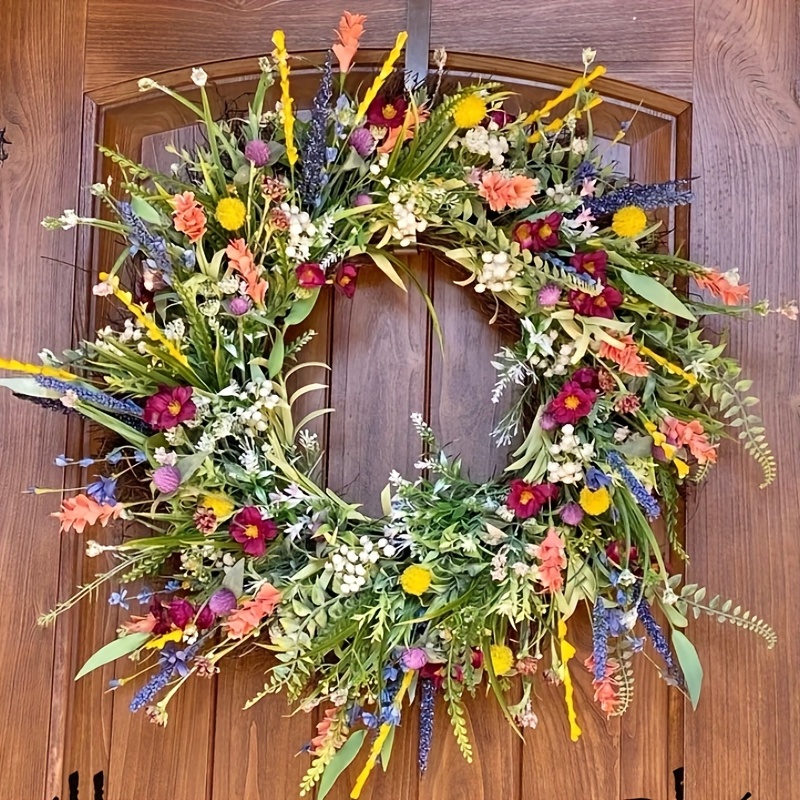 Red Geranium Spring Bucket Wreath For Front Door Handmade Farmhouse ...