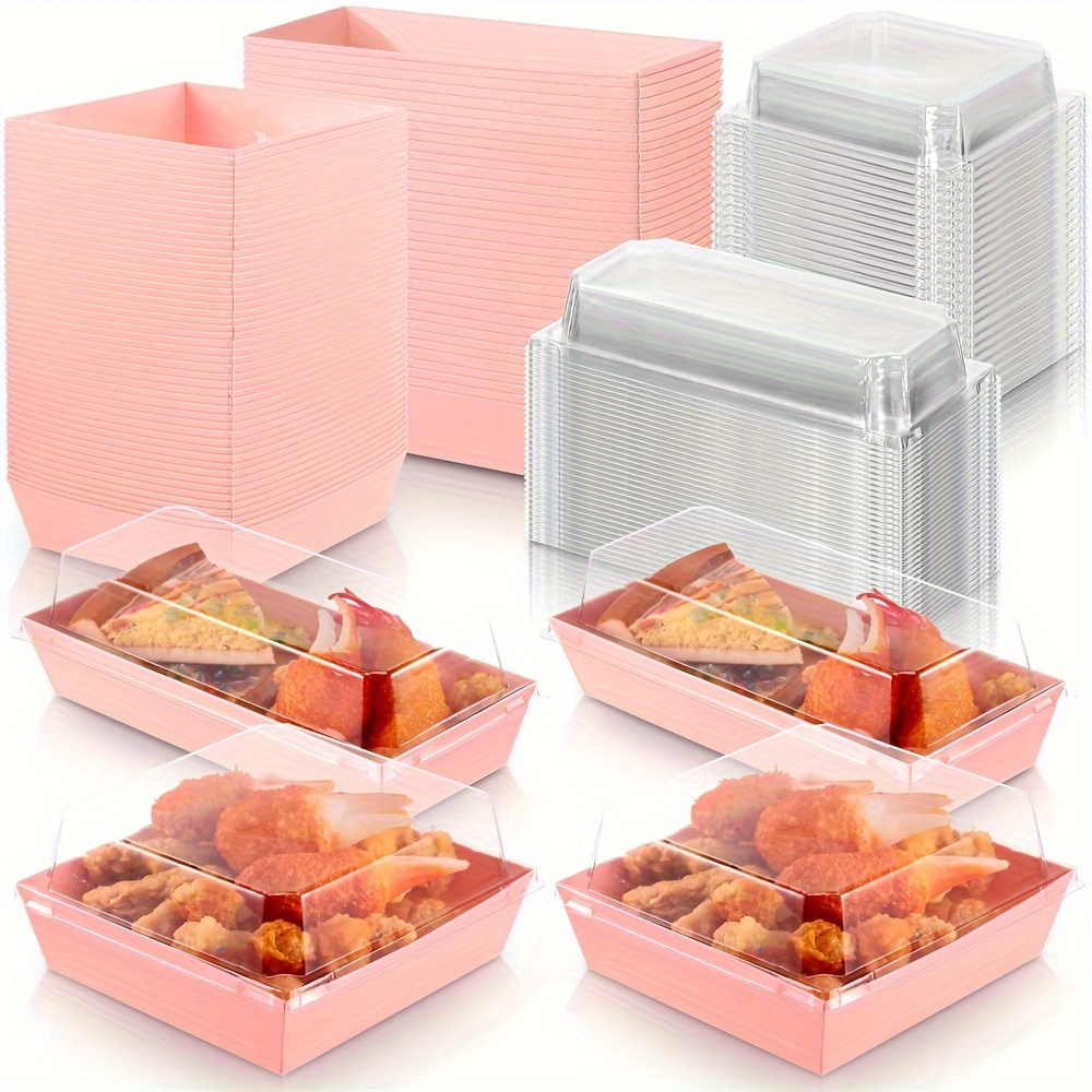 Paper Charcuterie Boxes Clear Lids Brown Rectangle - Temu