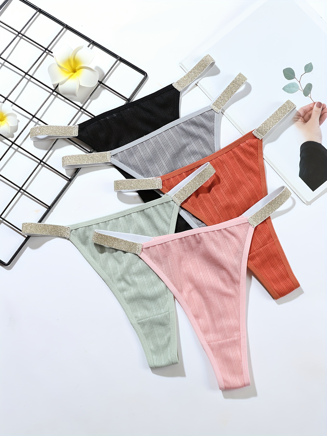 7pcs Seamless Solid Thongs, Breathable & Comfy Stretchy Intimates Panties,  Women's Lingerie & Underwear