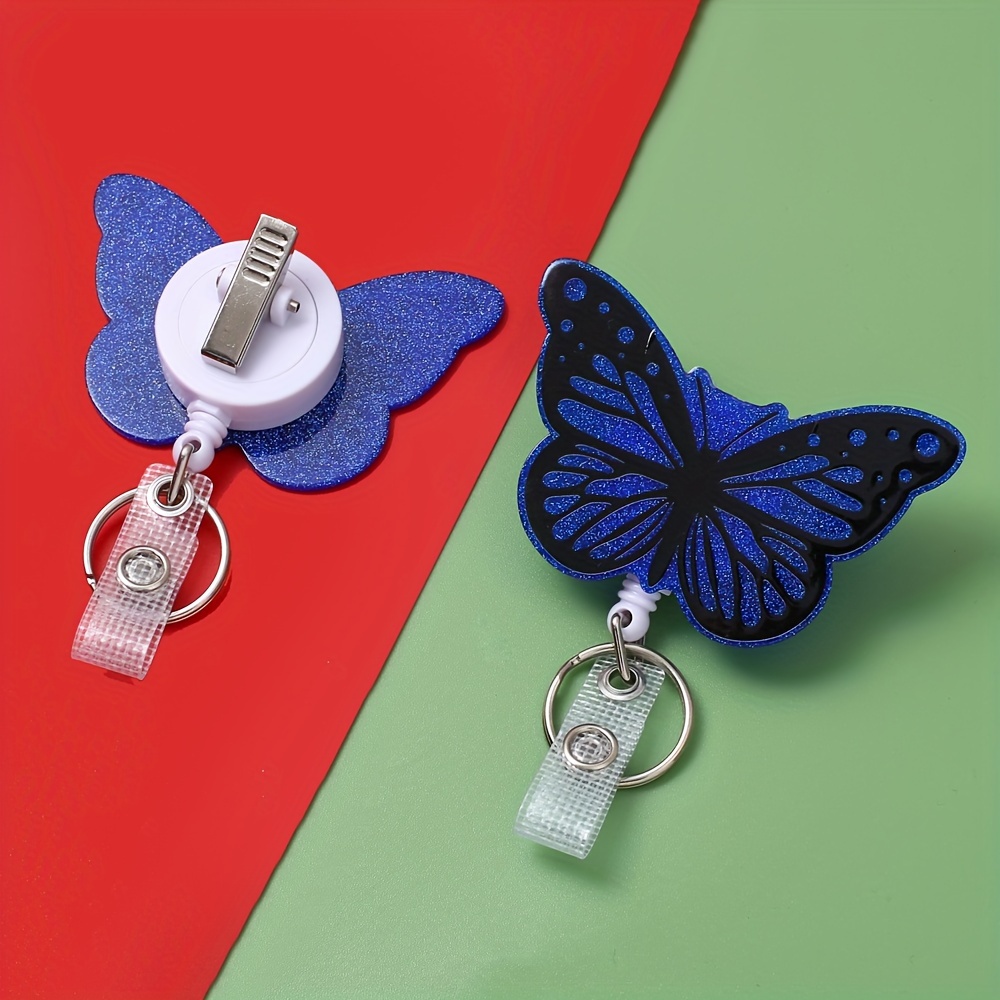 Cute Butterfly Badge Reel: Retractable Decorative Id Card - Temu