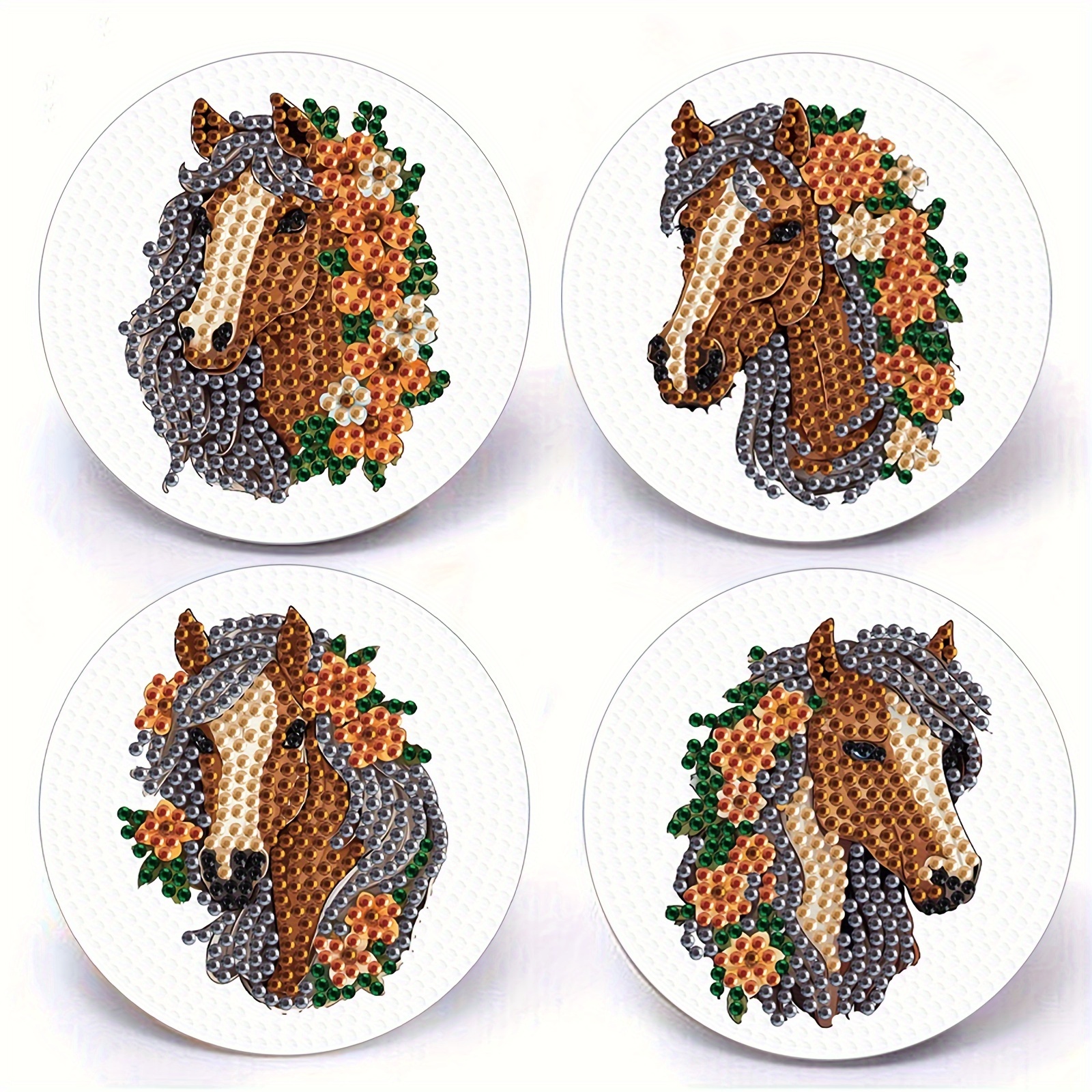 Diamond Painting Horse Coasters Kits With Holder For Adults - Temu