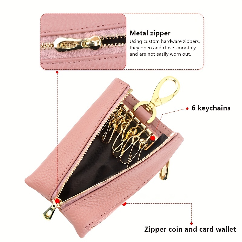 Zipper Key Holder Keychain Bag Custom Genuine Leather Car Key