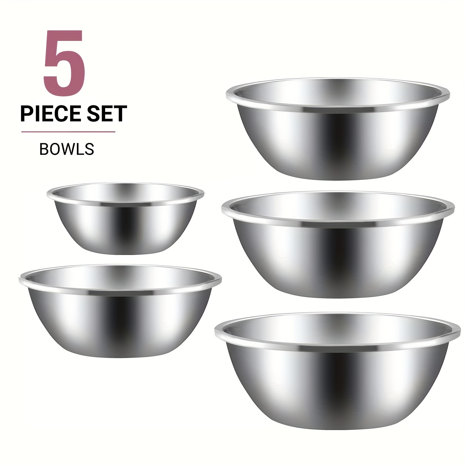 Stainless Steel Mixing Bowl Set Multipurpose Soup Basin 5 - Temu