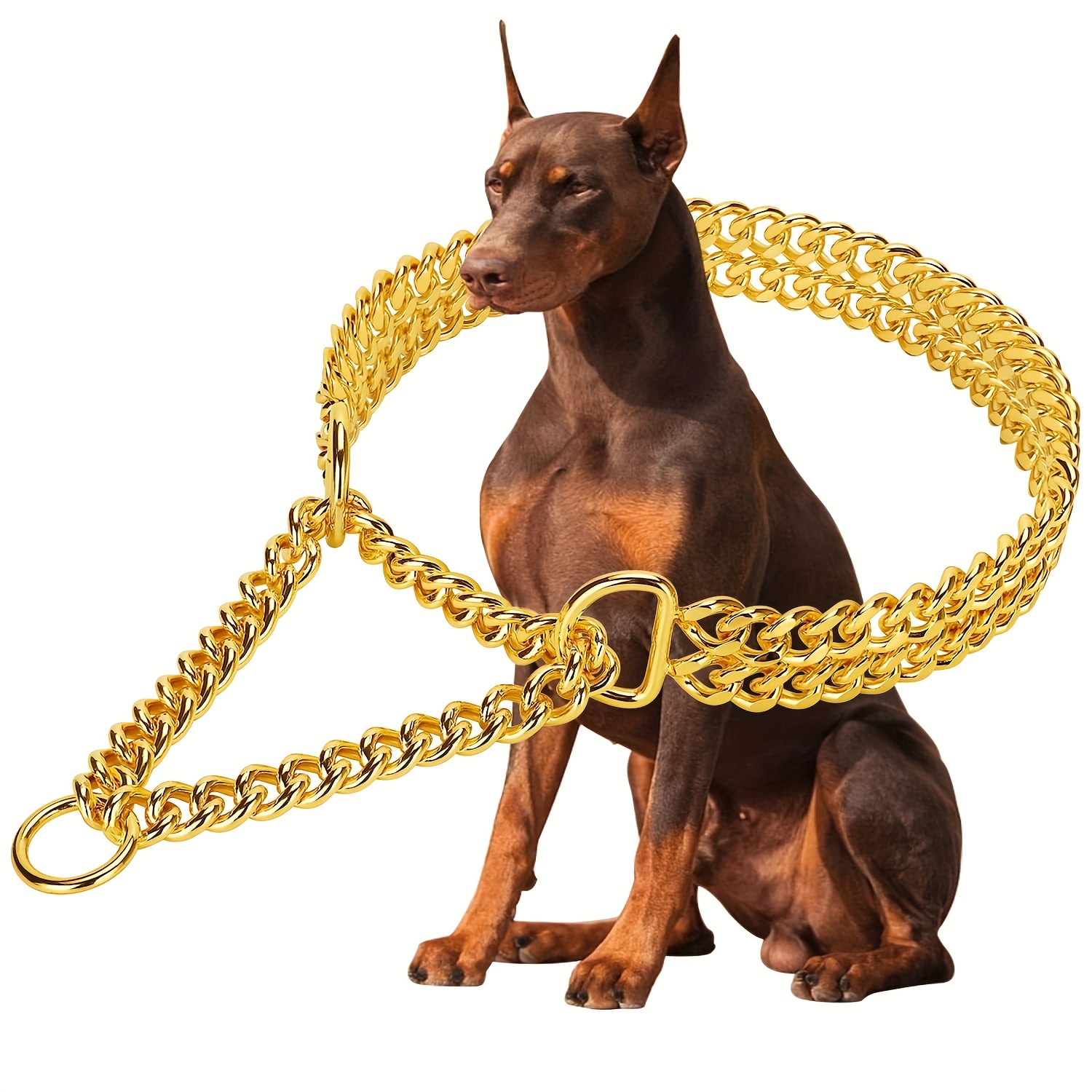 Chain Dog Collar Medium Cuban Link Dog Necklace Lightweight 