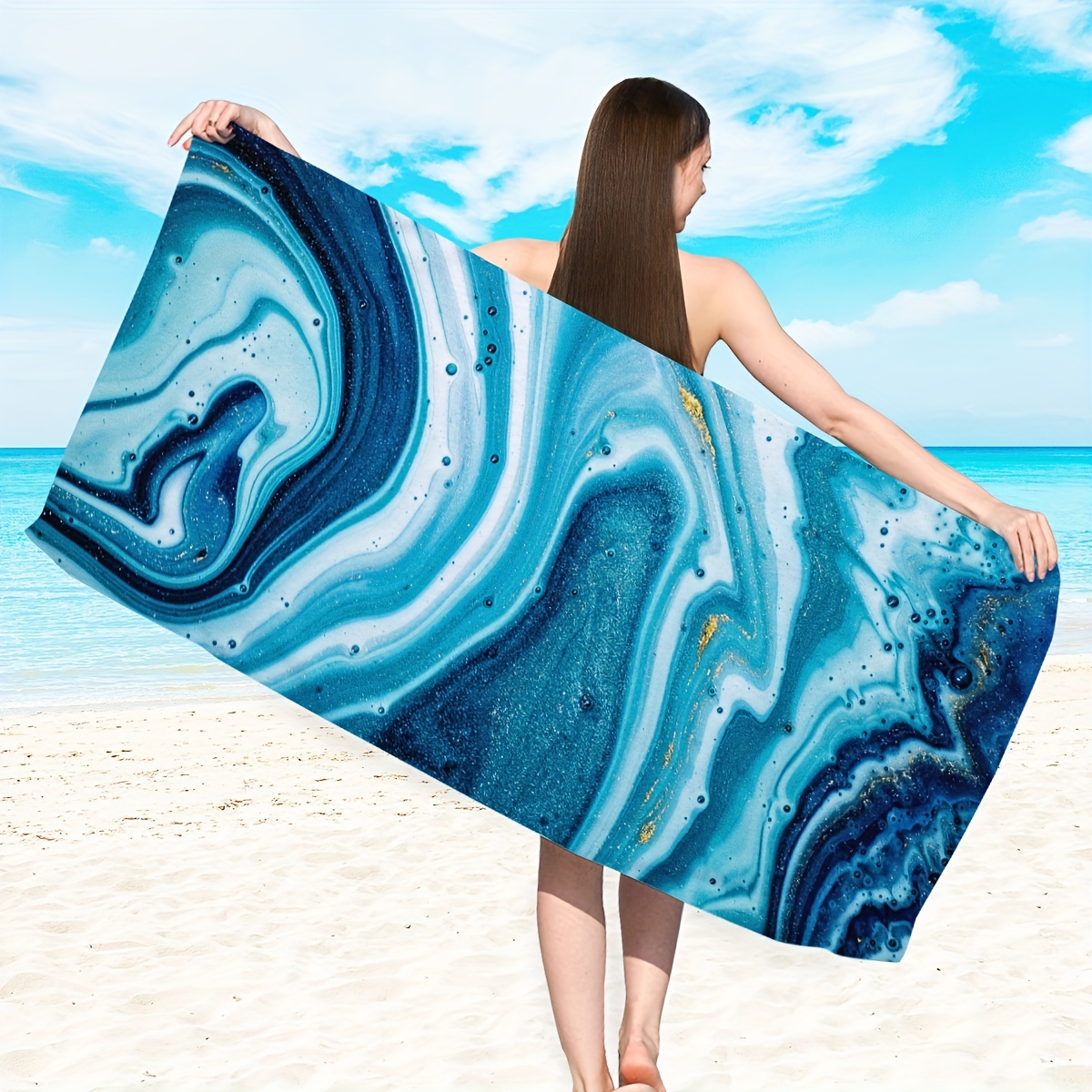 Toalla de playa y piscina con rayas azules (individual)