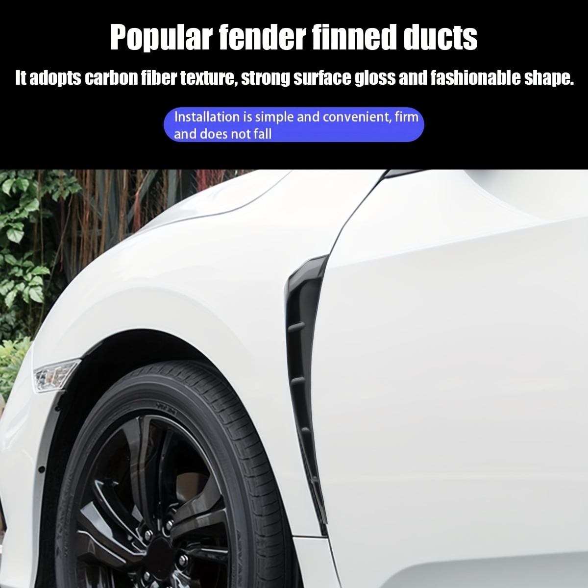 Car Fender Side Vent, 2pcs Carbon Fiber Spoiler Body Trim Cover, Sticker  Decoration, Airflow Inlet Air Hole Grille, Car Accessories For Most Cars