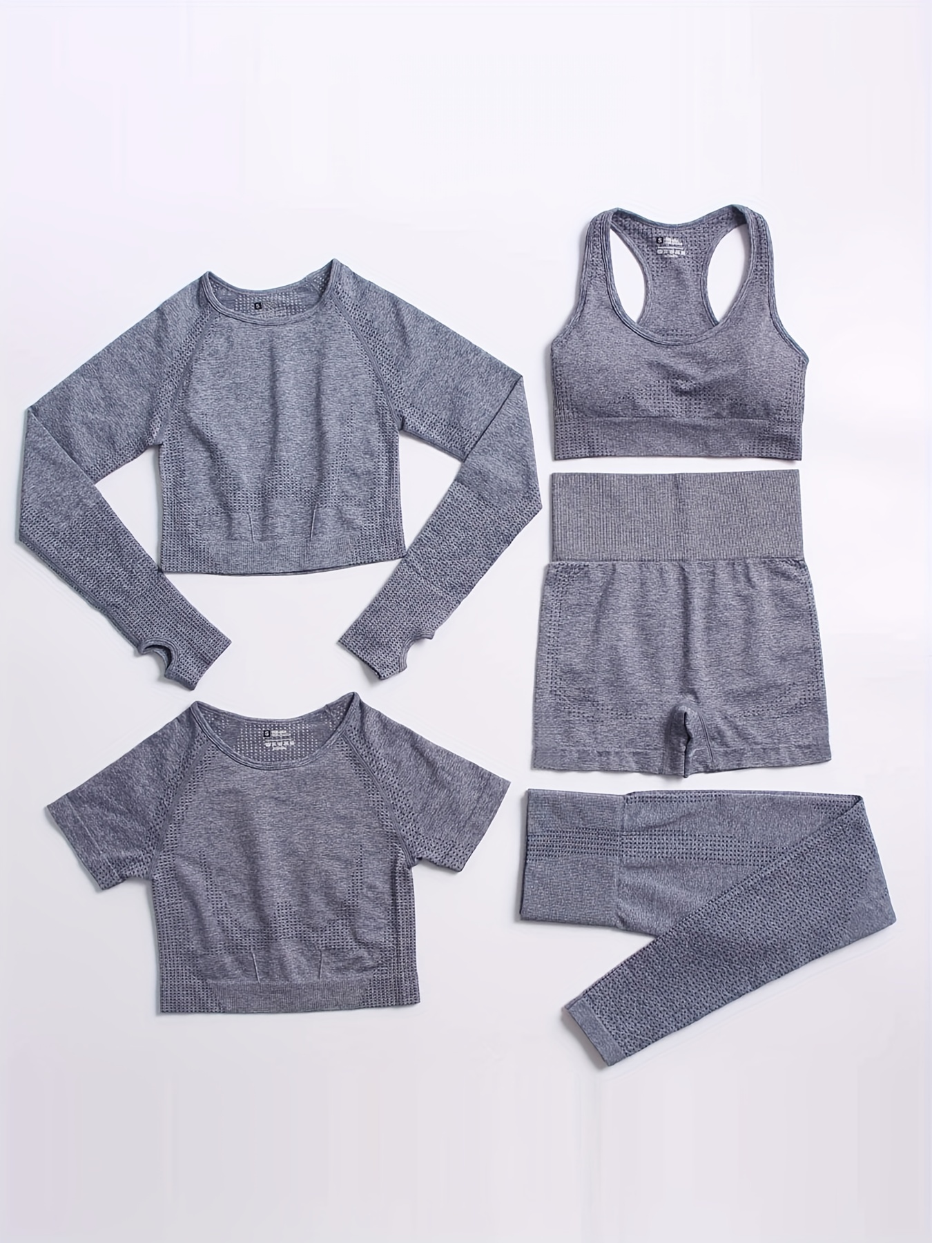 Women Workout Clothes Set 5 PCS Exercise Athletic Outfits Set