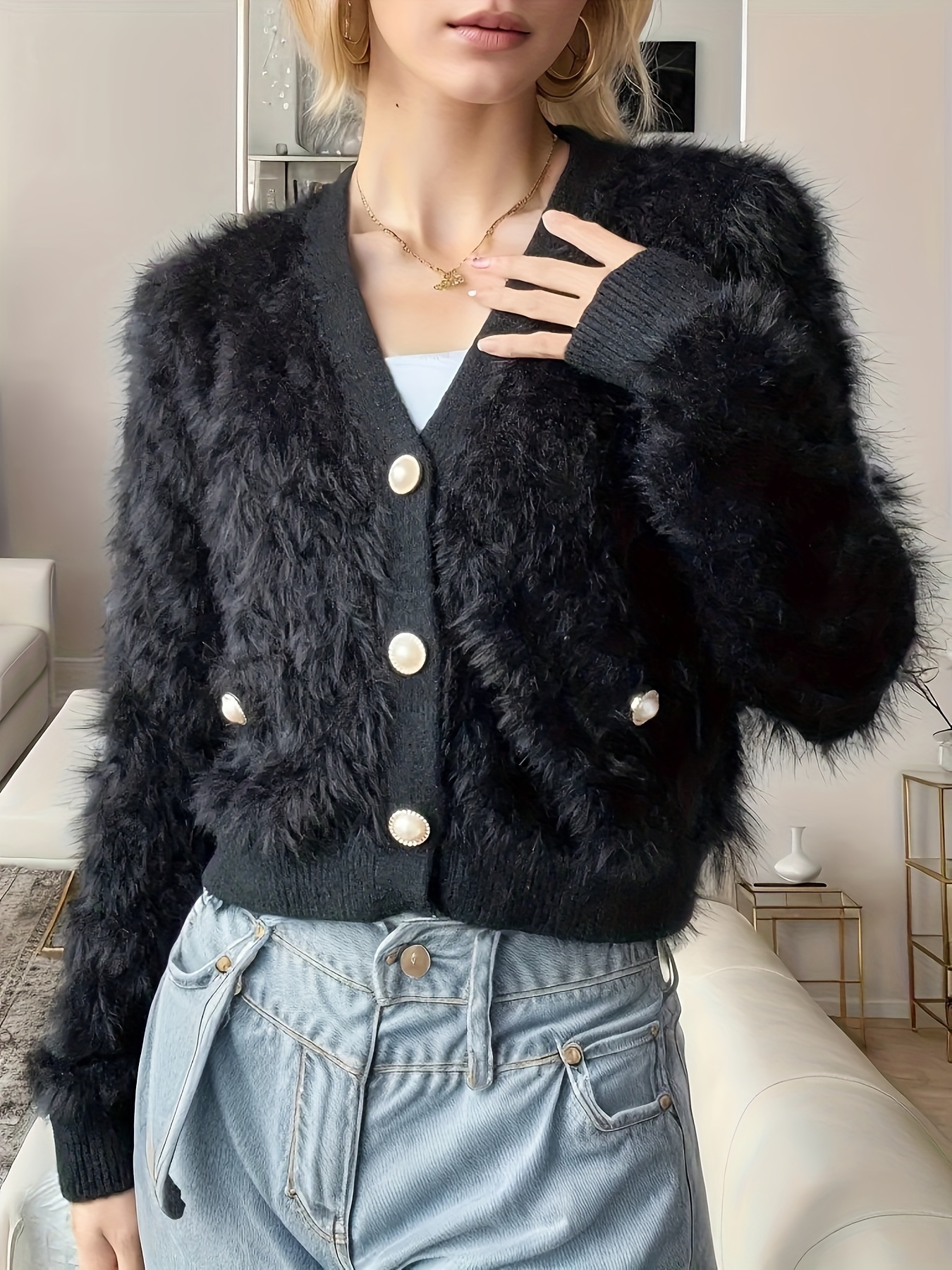 Womens deals fur cardigan