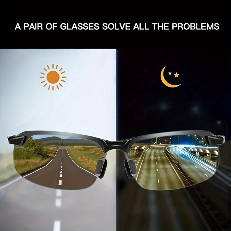 Trendy Photochromic Sunglasses Metal Frame, Day and Night Driving