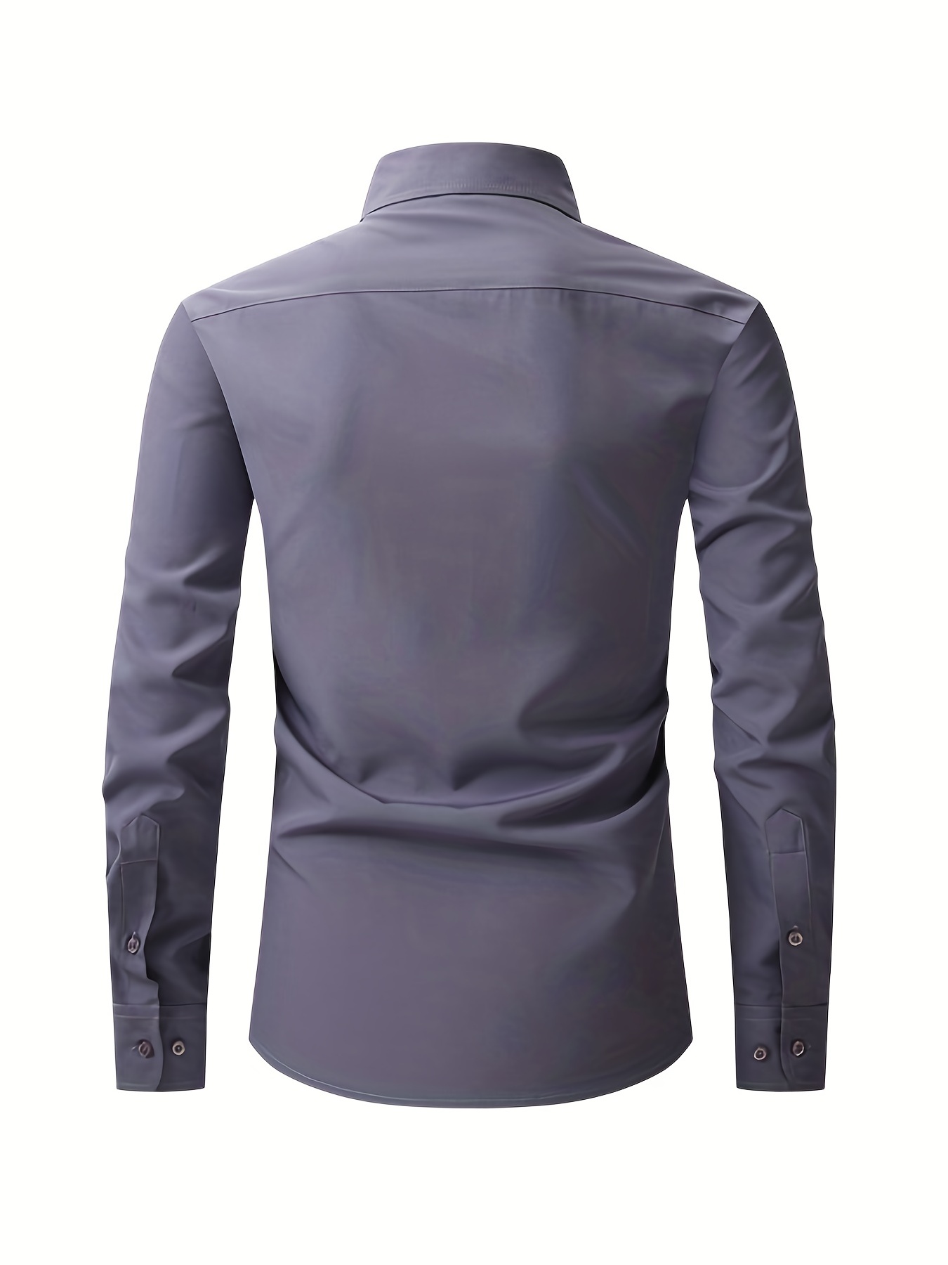Men's Basic Button Fit Lapel Dress Shirt - Temu