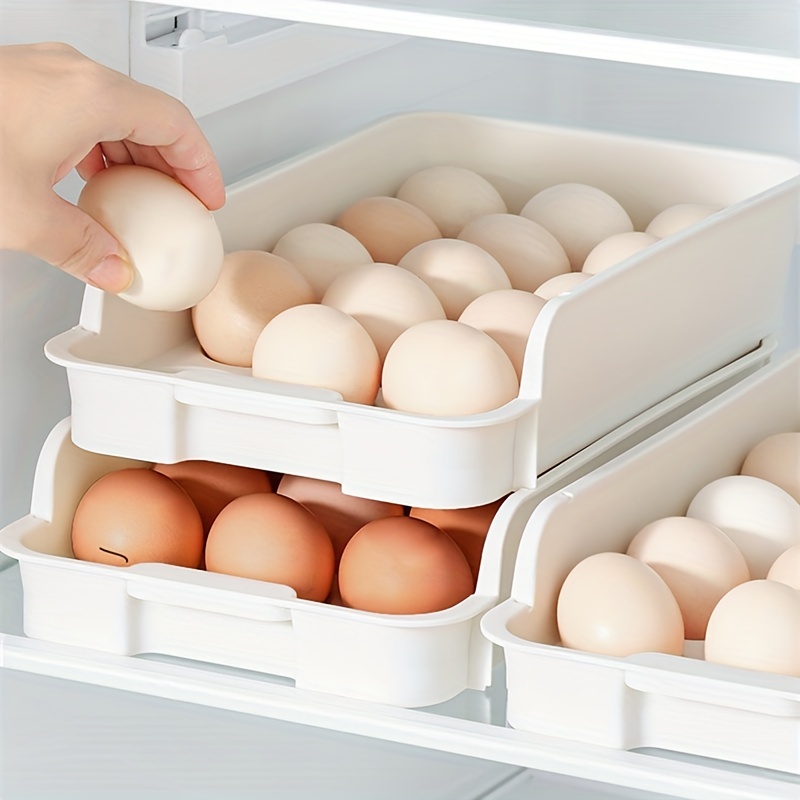 Soporte para huevos para refrigerador 24 rejillas, cajón tipo caja de  almacenamiento de huevos, contenedor de almacenamiento de huevos frescos de