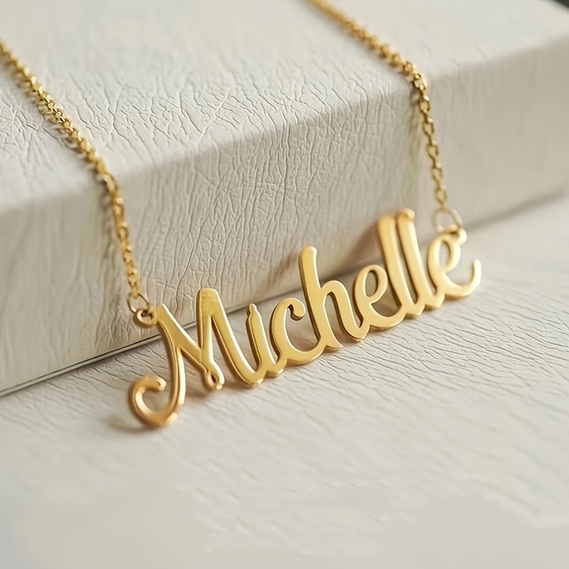 

Stainless Steel Elegant Female Customized Name Necklace Classic Golden Color Minimalist Female Letter Jewelry Birthday Gifts (customied Only English Language)