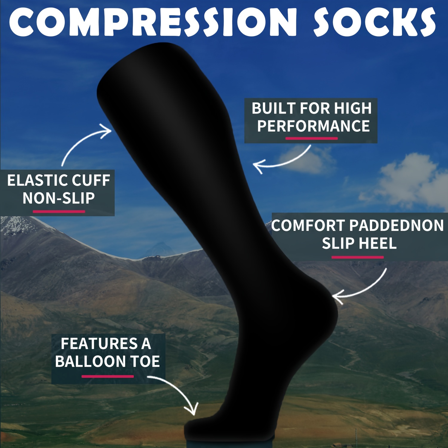 Compression Socks for Women & Men 15-20 mmHg Knee High Stockings