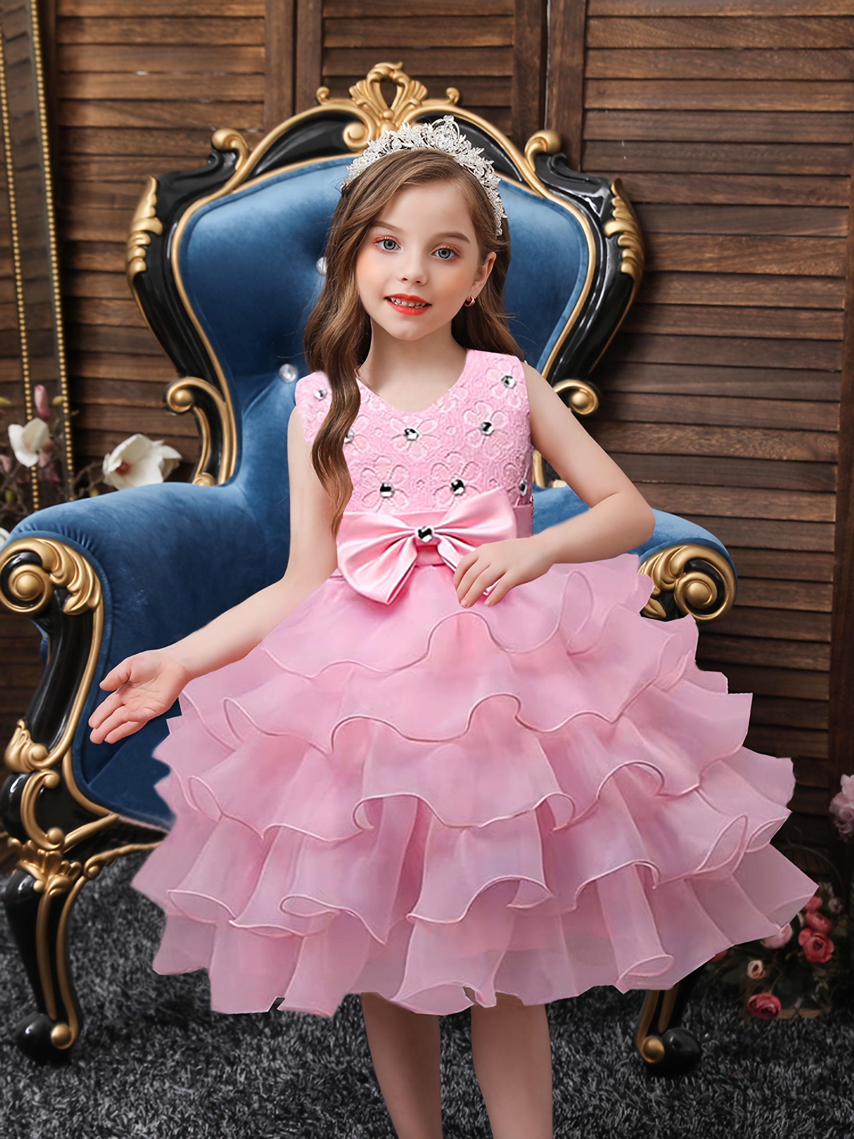 Vestido de princesa con estampado floral de flores para niños, manga corta,  correas para la playa, vestido de princesa de 5 años de edad