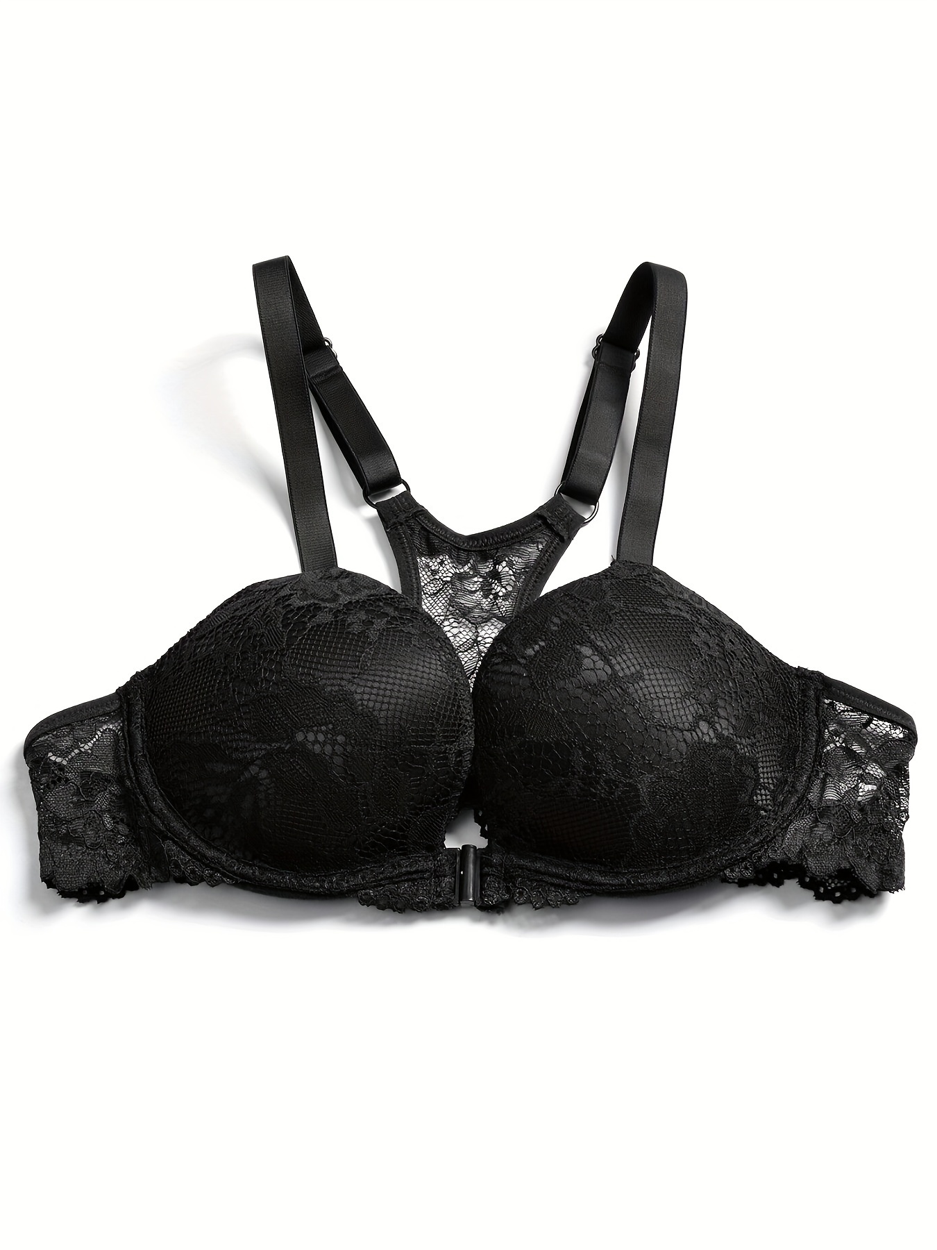 Push-Up BH mit floraler Spitze - schwarz