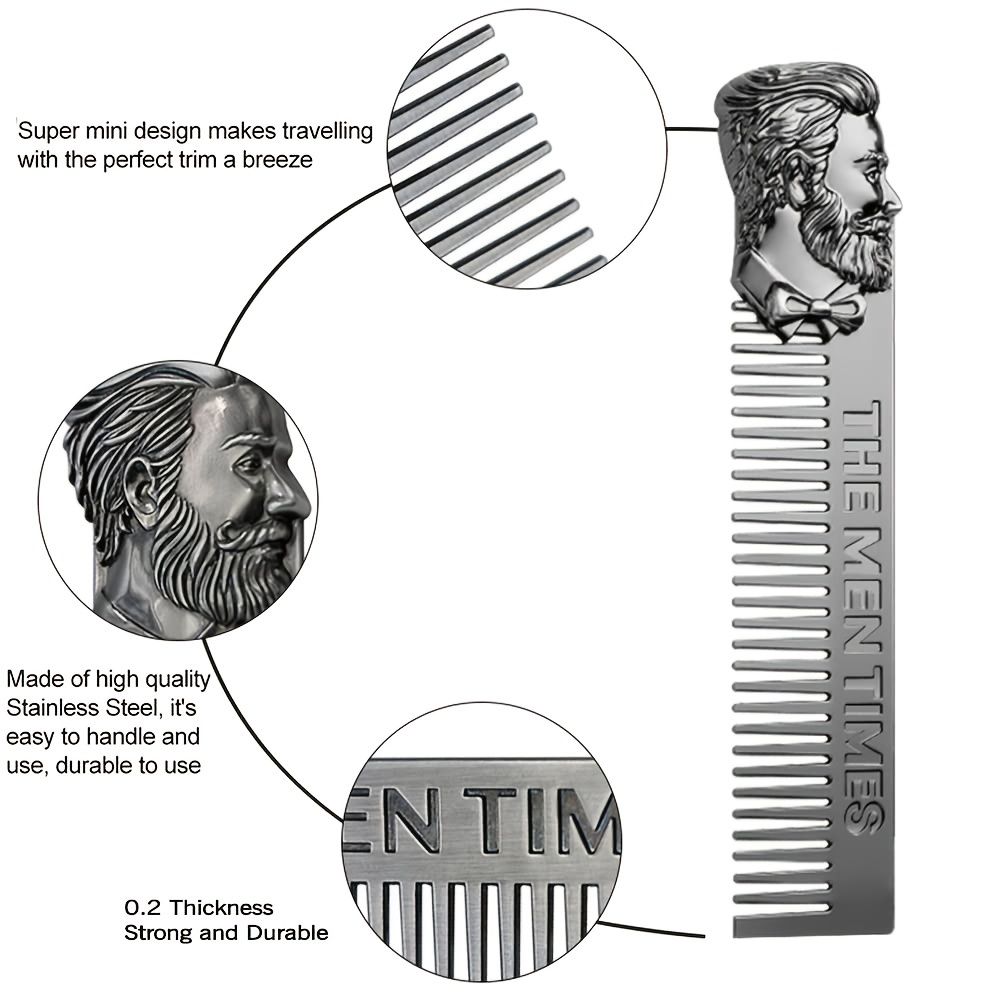Portable Stainless Steel Men Comb Hair And Beard Comb Metal Pocket Size  Mustache Anti Static Styling Comb For Men Hair Care Tool - Beauty &  Personal Care - Temu