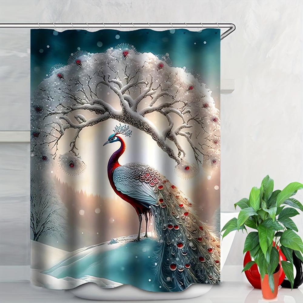 Blue Peacock Shower Curtain Set – Heavenly Designs Watson Bathroom  Accessories