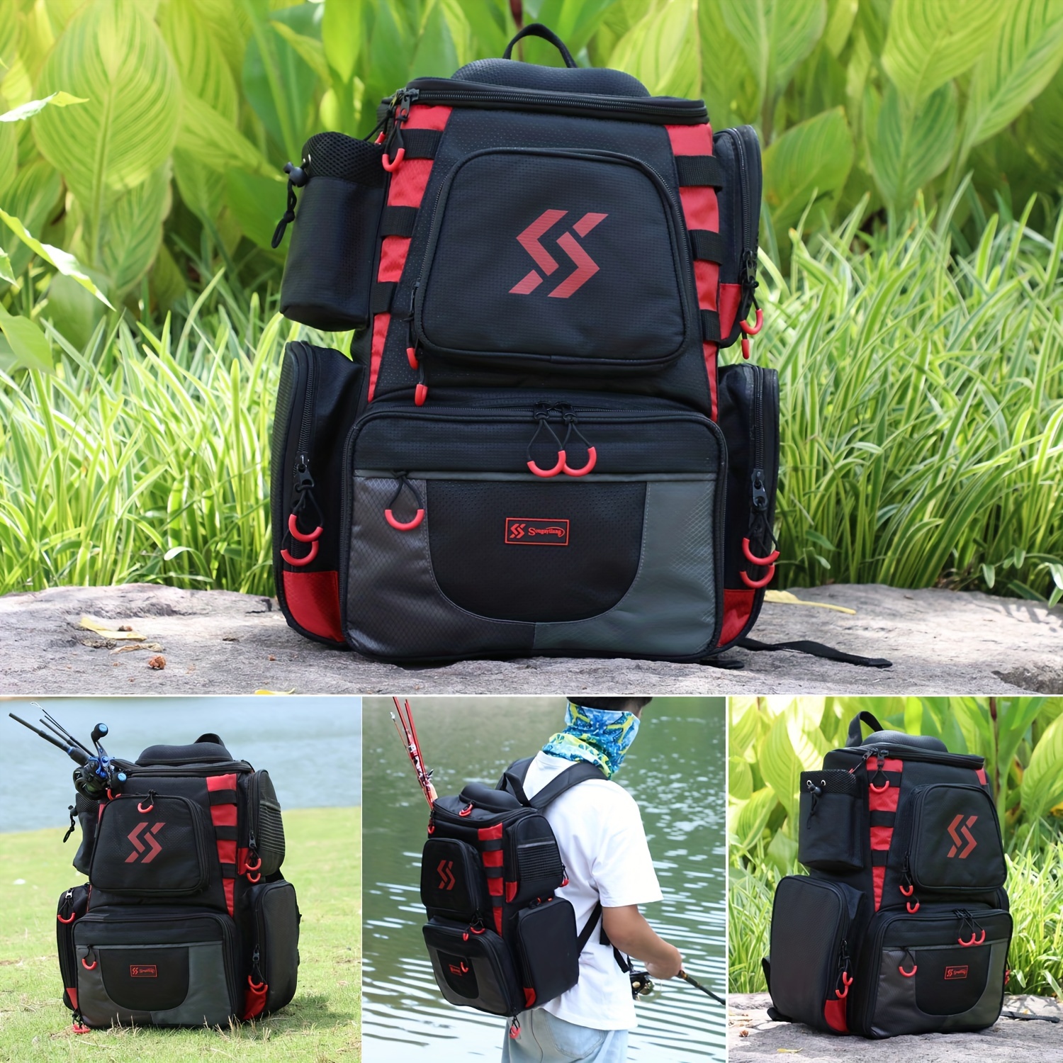 Buy Sougayilang Fishing Tackle Backpack Waterproof Tackle Bag Storage with  4 Trays Tackle Box and Protective Rain Cover for Camping Hiking - Black  Online at Lowest Price Ever in India