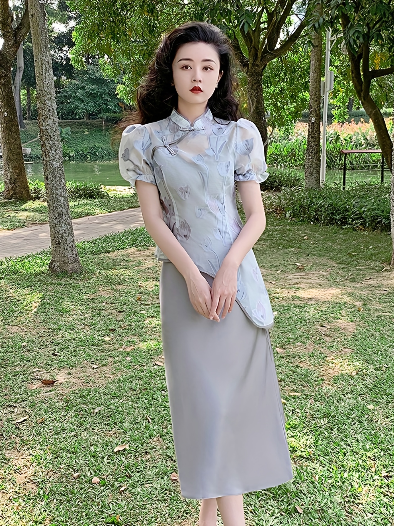 Cheongsam Qipao Two piece Set Jacquard Qipao Top Cami Dress - Temu