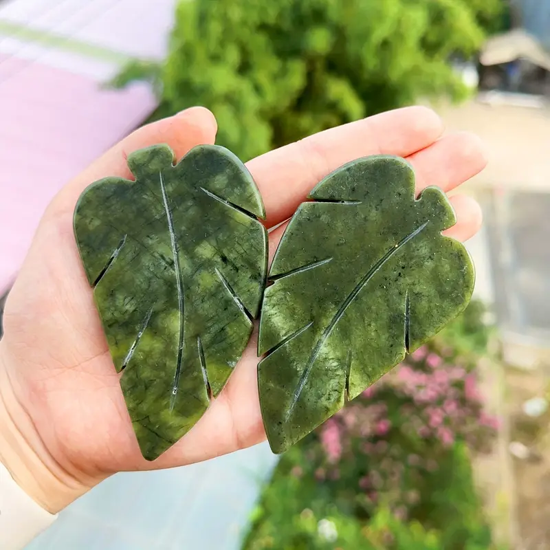 Natural Stone Green Jade Leaf Shape Stone Crafts Carving - Temu